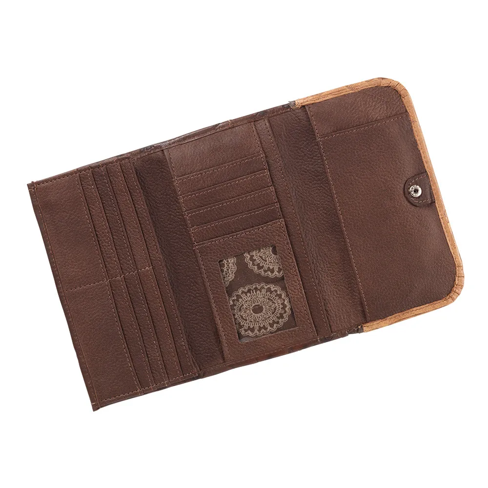 American West Handbag Saddle Ridge Collection: Leather Tri-Fold Western Wallet