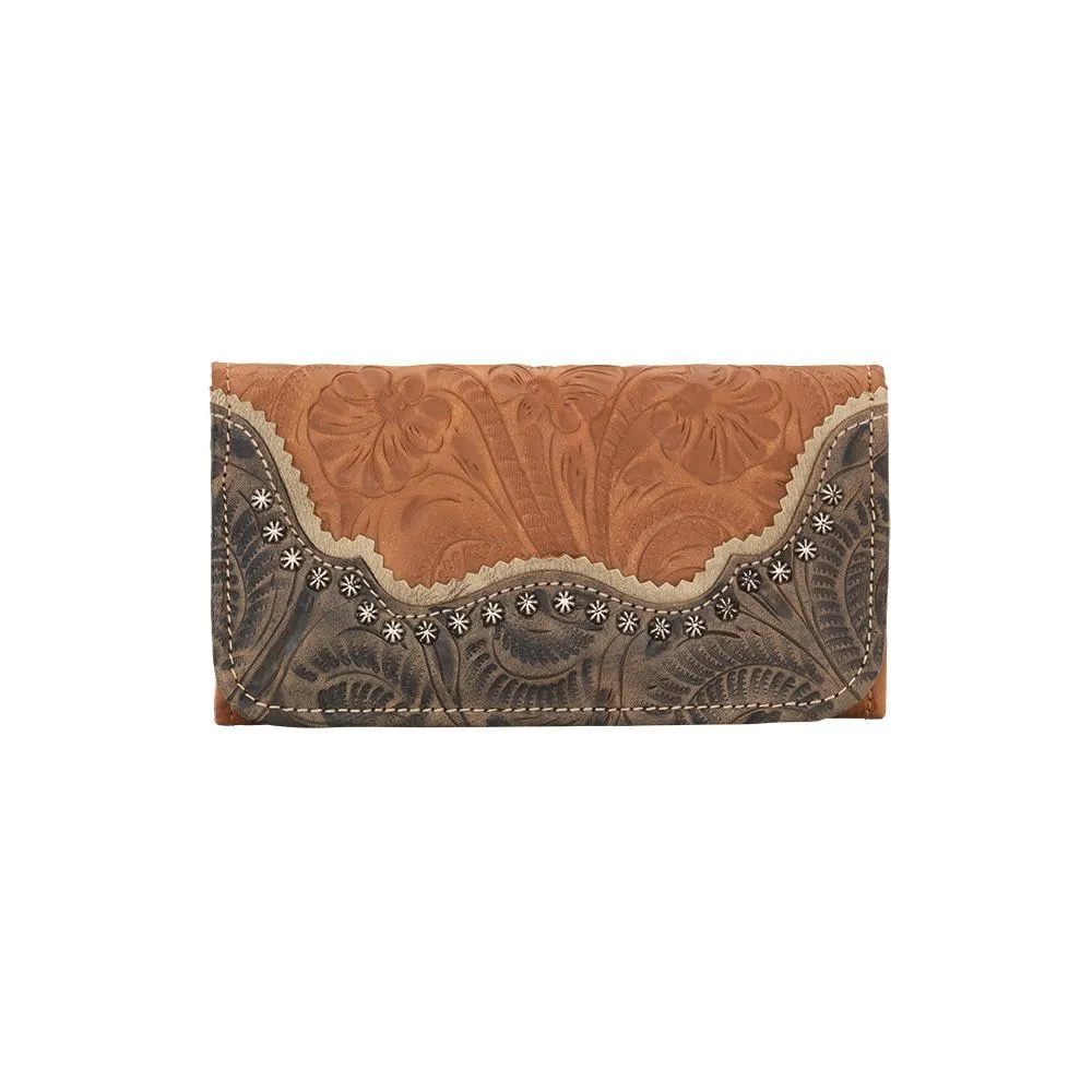American West Handbag Saddle Ridge Collection: Leather Tri-Fold Western Wallet