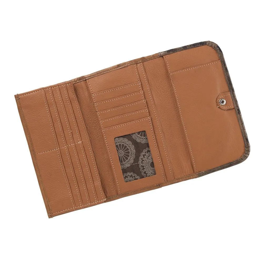 American West Handbag Saddle Ridge Collection: Leather Tri-Fold Western Wallet