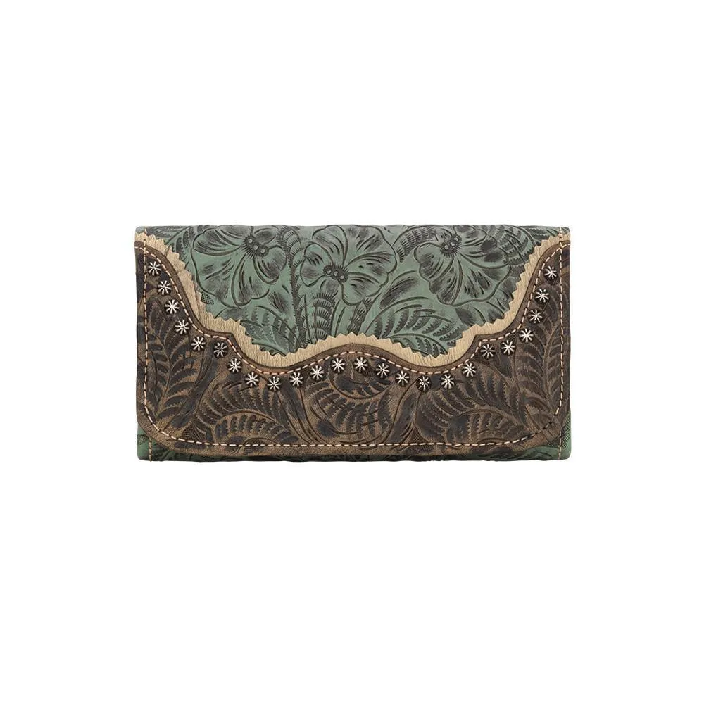 American West Handbag Saddle Ridge Collection: Leather Tri-Fold Western Wallet