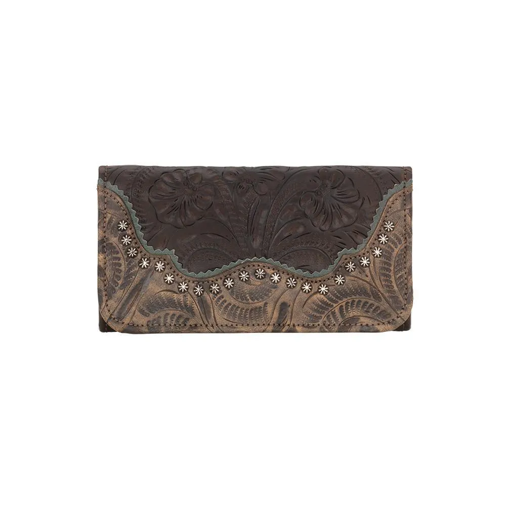 American West Handbag Saddle Ridge Collection: Leather Tri-Fold Western Wallet