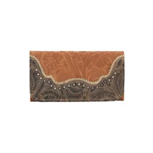 American West Handbag Saddle Ridge Collection: Leather Tri-Fold Western Wallet