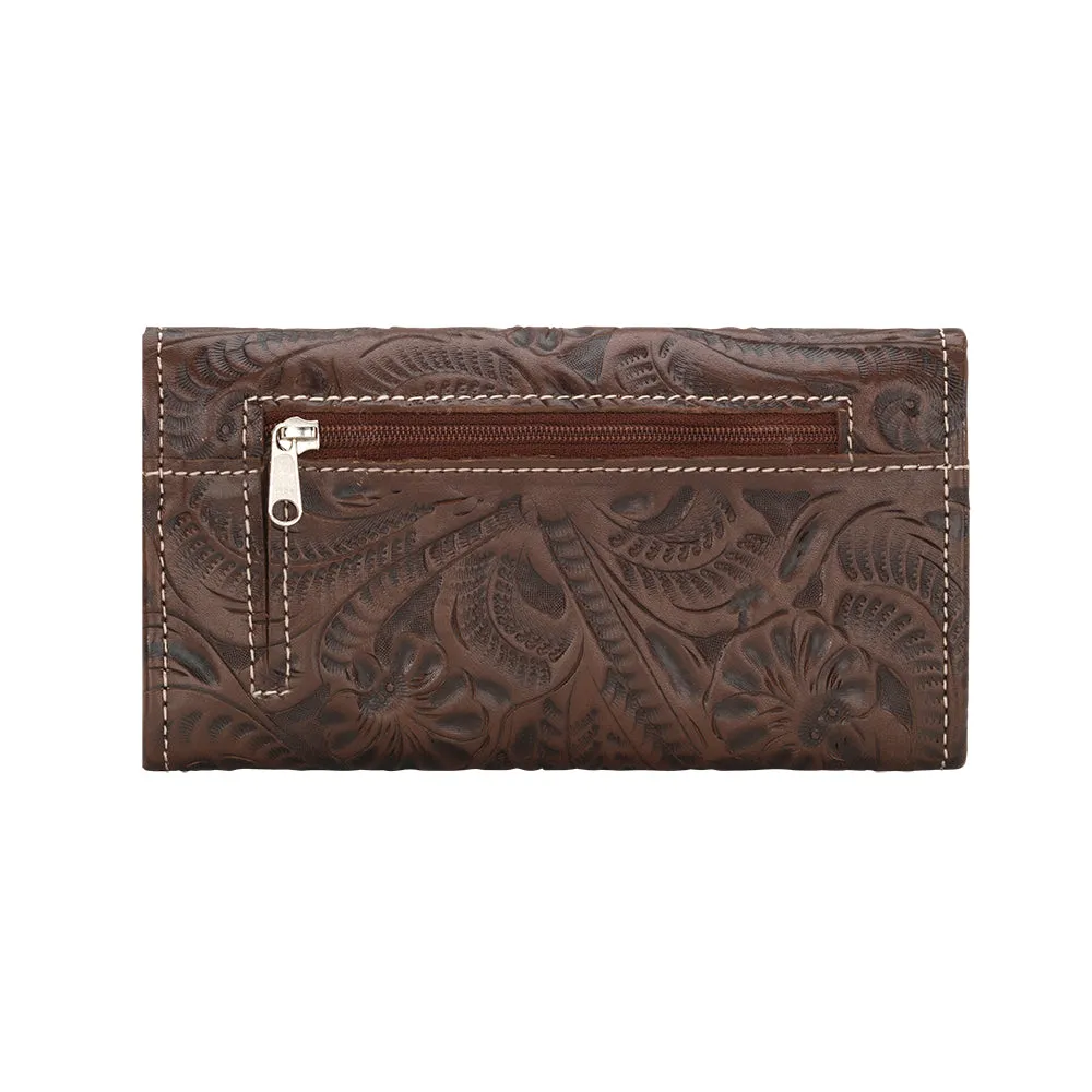 American West Handbag Saddle Ridge Collection: Leather Tri-Fold Western Wallet