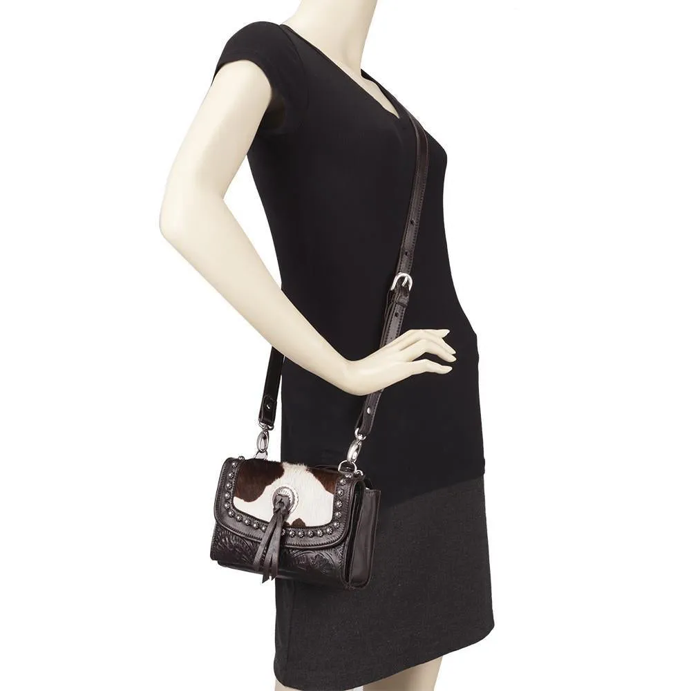 American West Handbag Texas Two Step Collection: Crossbody Wallet Combo Pony Print