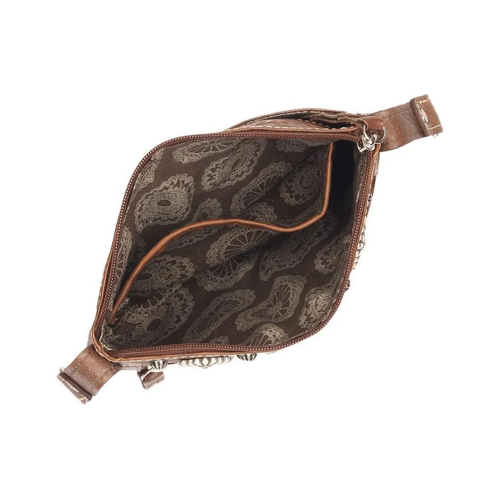 American West Trail Rider Collection: Crossbody Hip Turquoise Scroll
