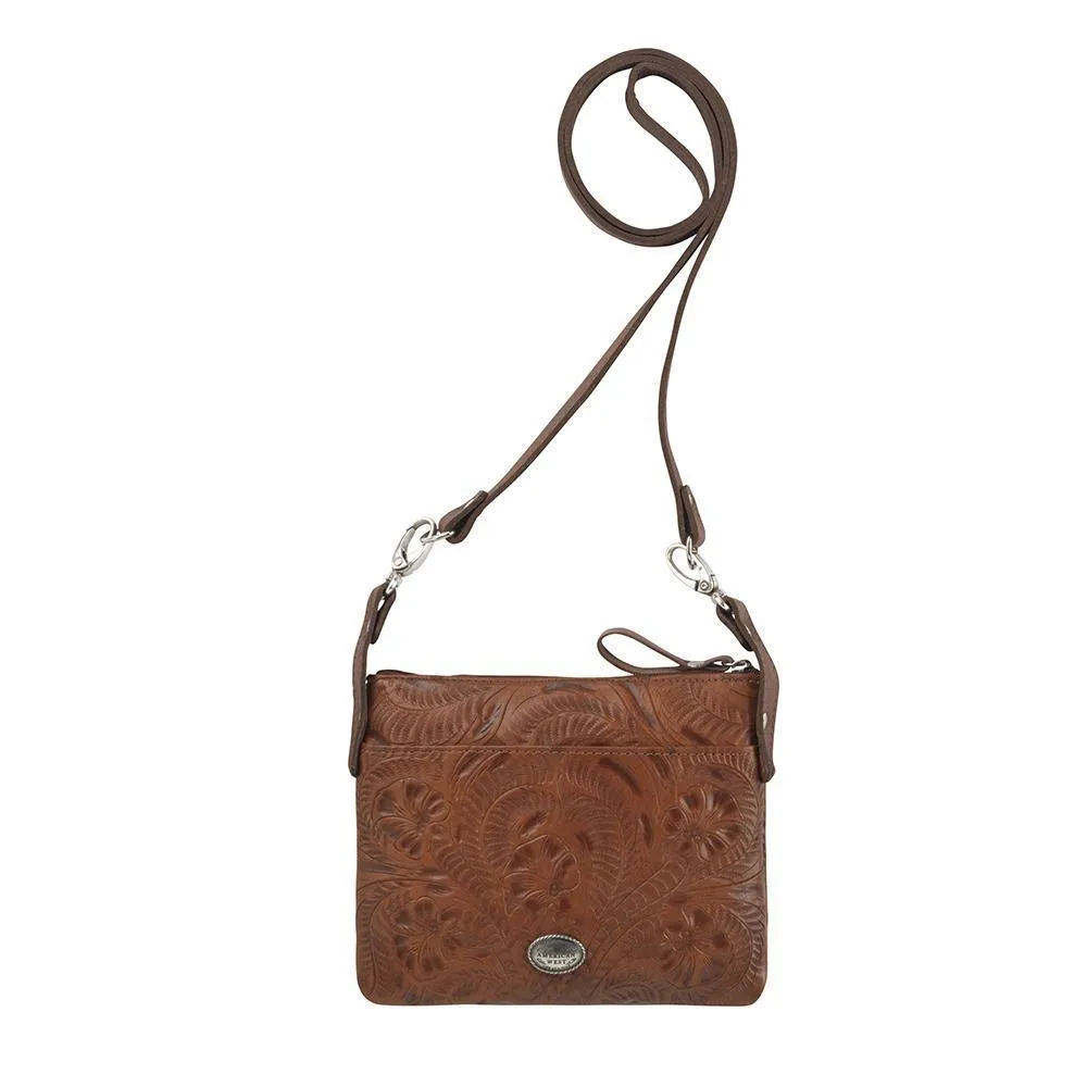 American West Trail Rider Collection: Crossbody Hip Turquoise Scroll