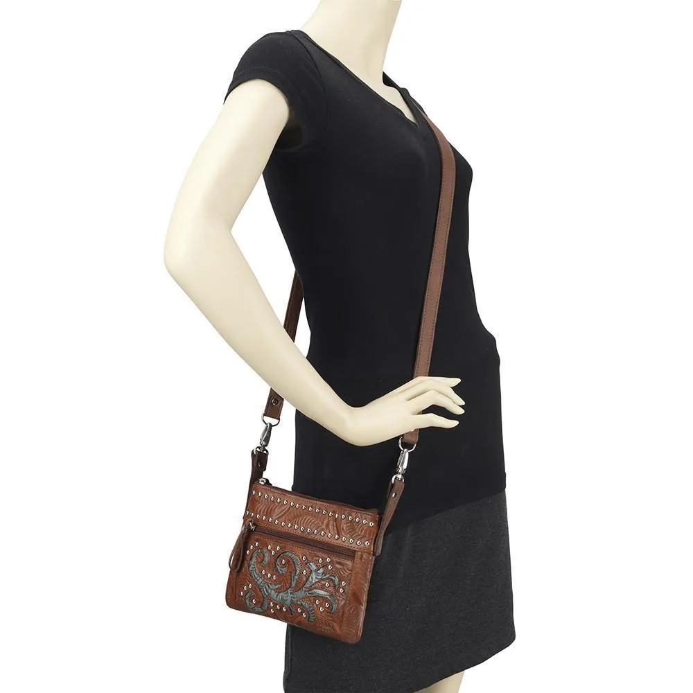American West Trail Rider Collection: Crossbody Hip Turquoise Scroll