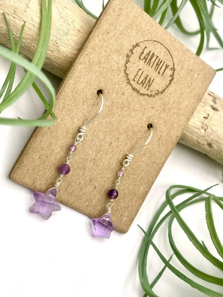 Amethyst Star Earrings