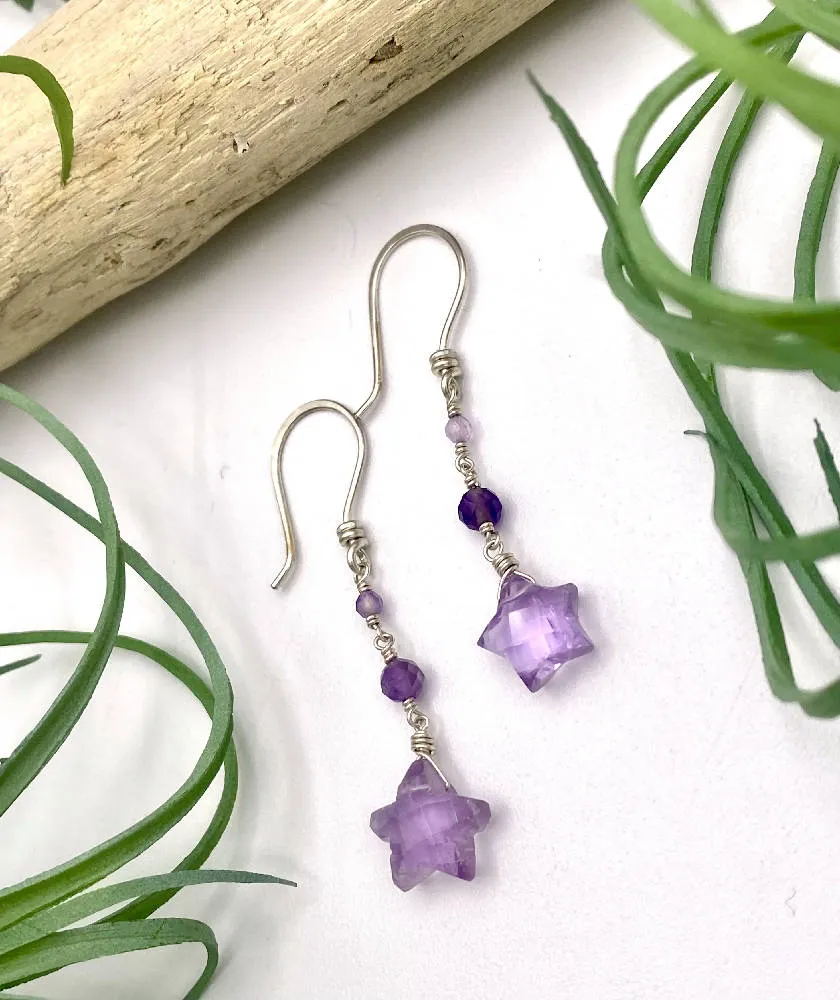 Amethyst Star Earrings