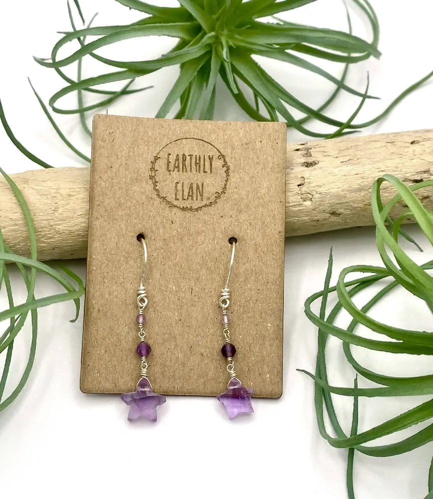 Amethyst Star Earrings