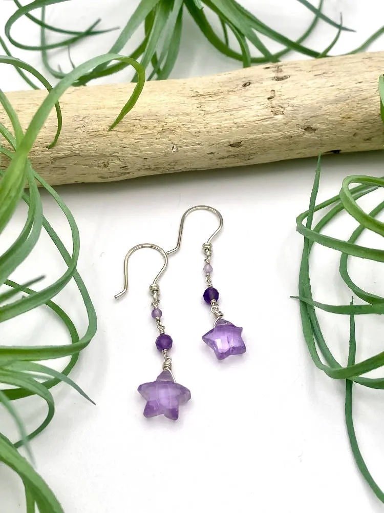 Amethyst Star Earrings