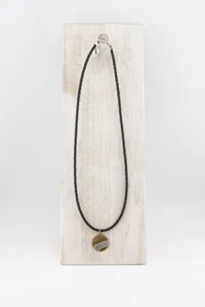AMY LEA Brass & Sterling Leaf on Leather Cord