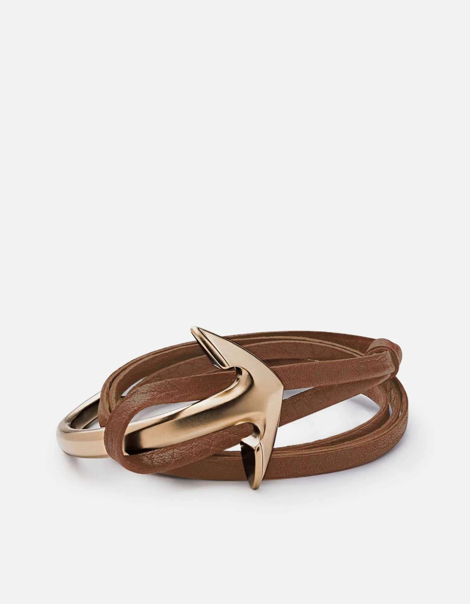 Anchor Half-Cuff Leather, Matte Gold