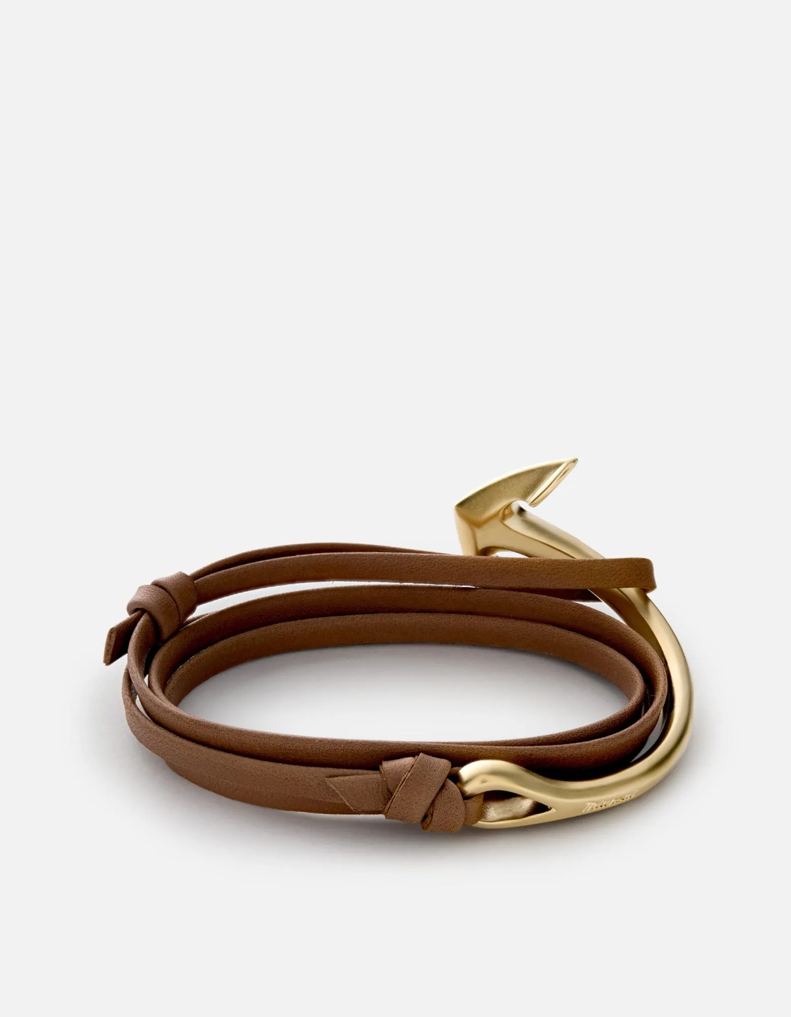 Anchor Half-Cuff Leather, Matte Gold