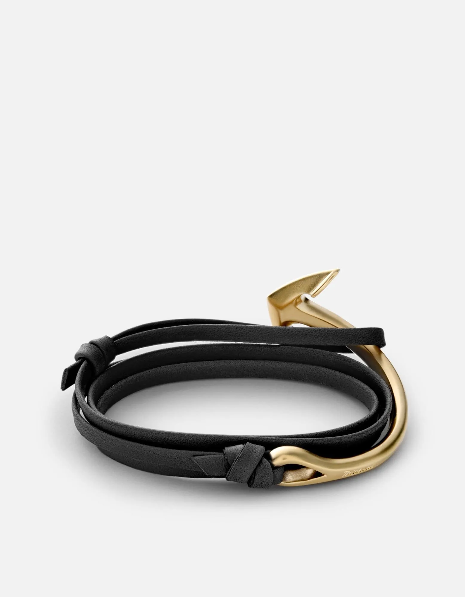 Anchor Half-Cuff Leather, Matte Gold