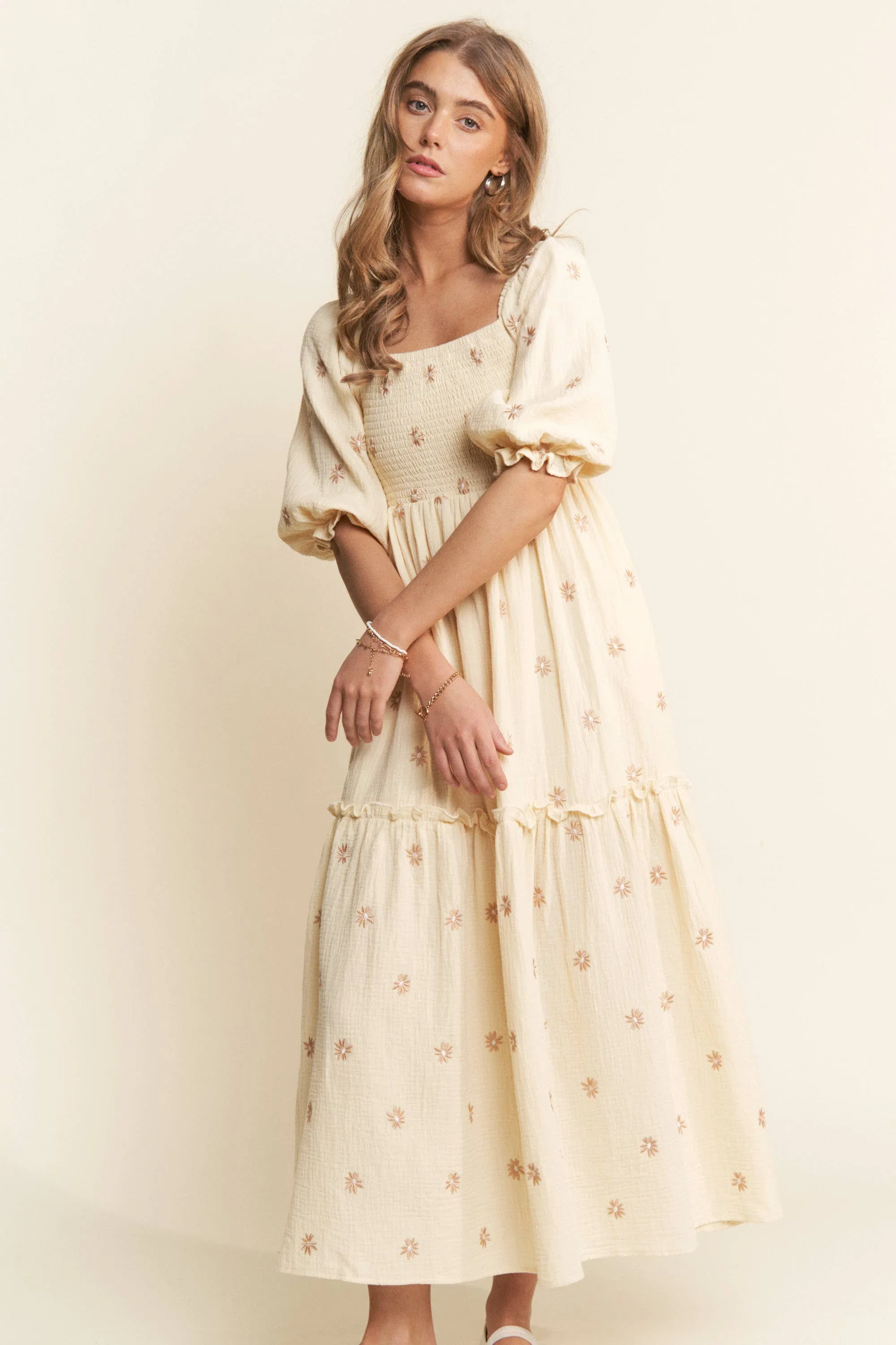 Annie Floral Embroidered Maxi Dress