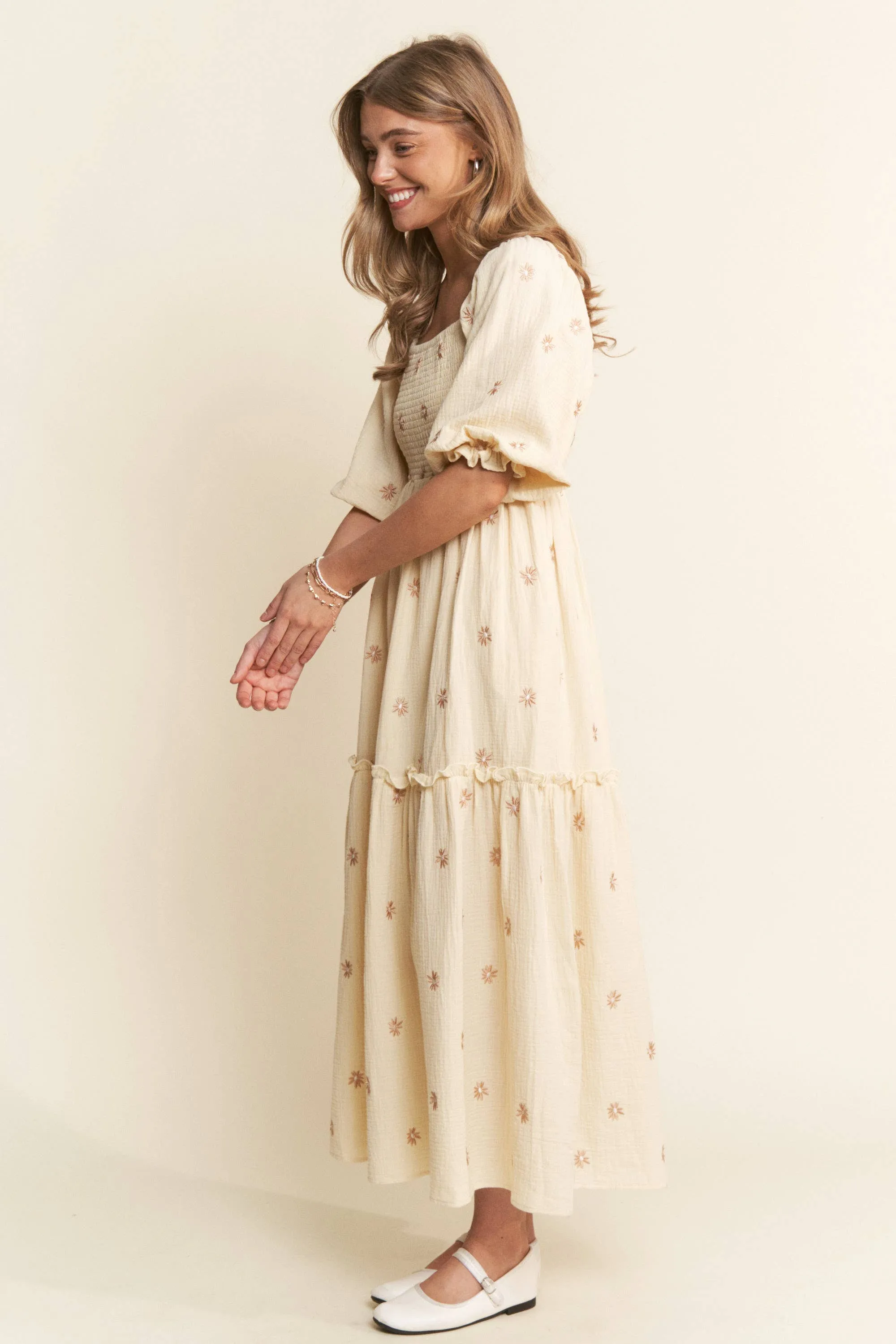 Annie Floral Embroidered Maxi Dress