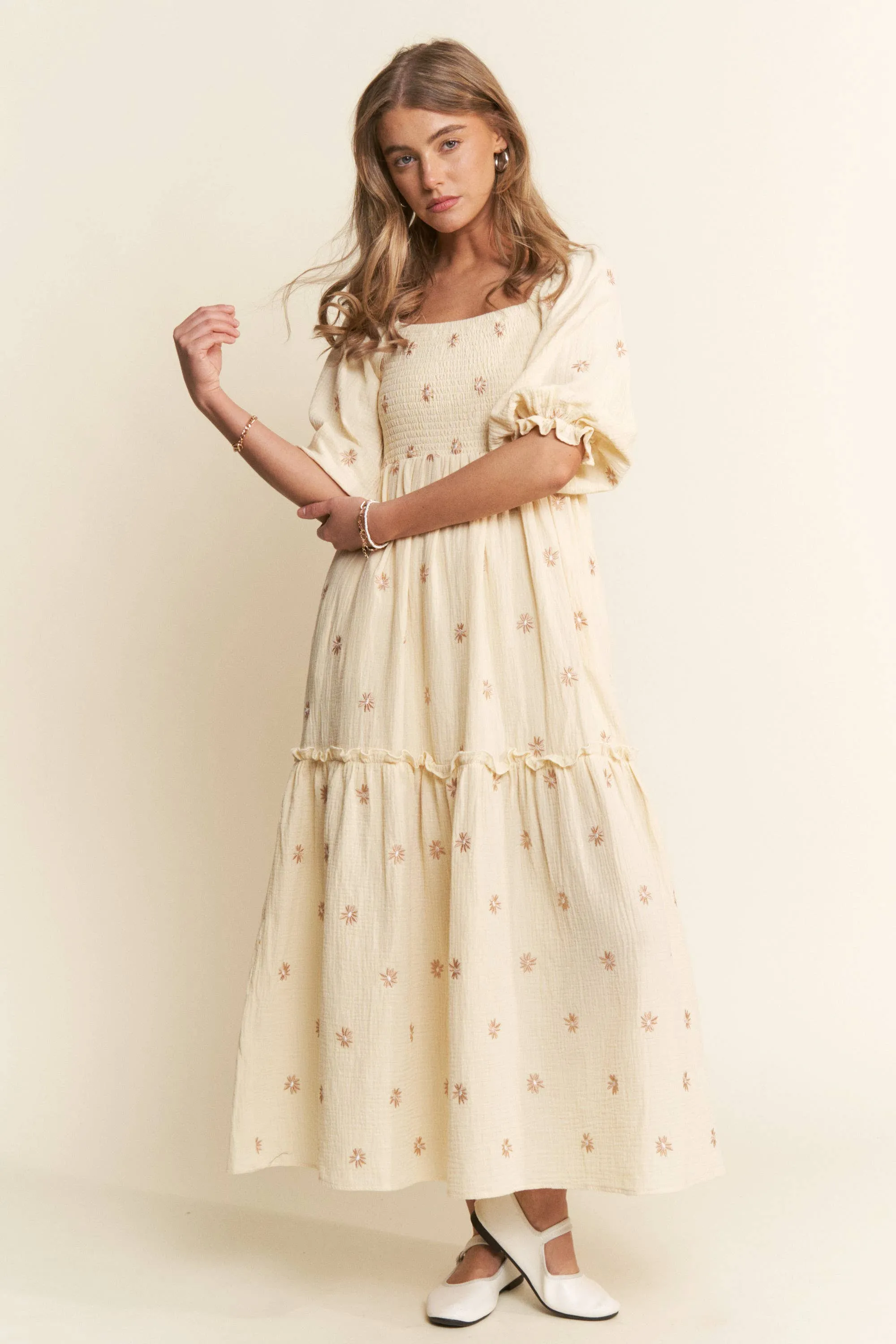 Annie Floral Embroidered Maxi Dress