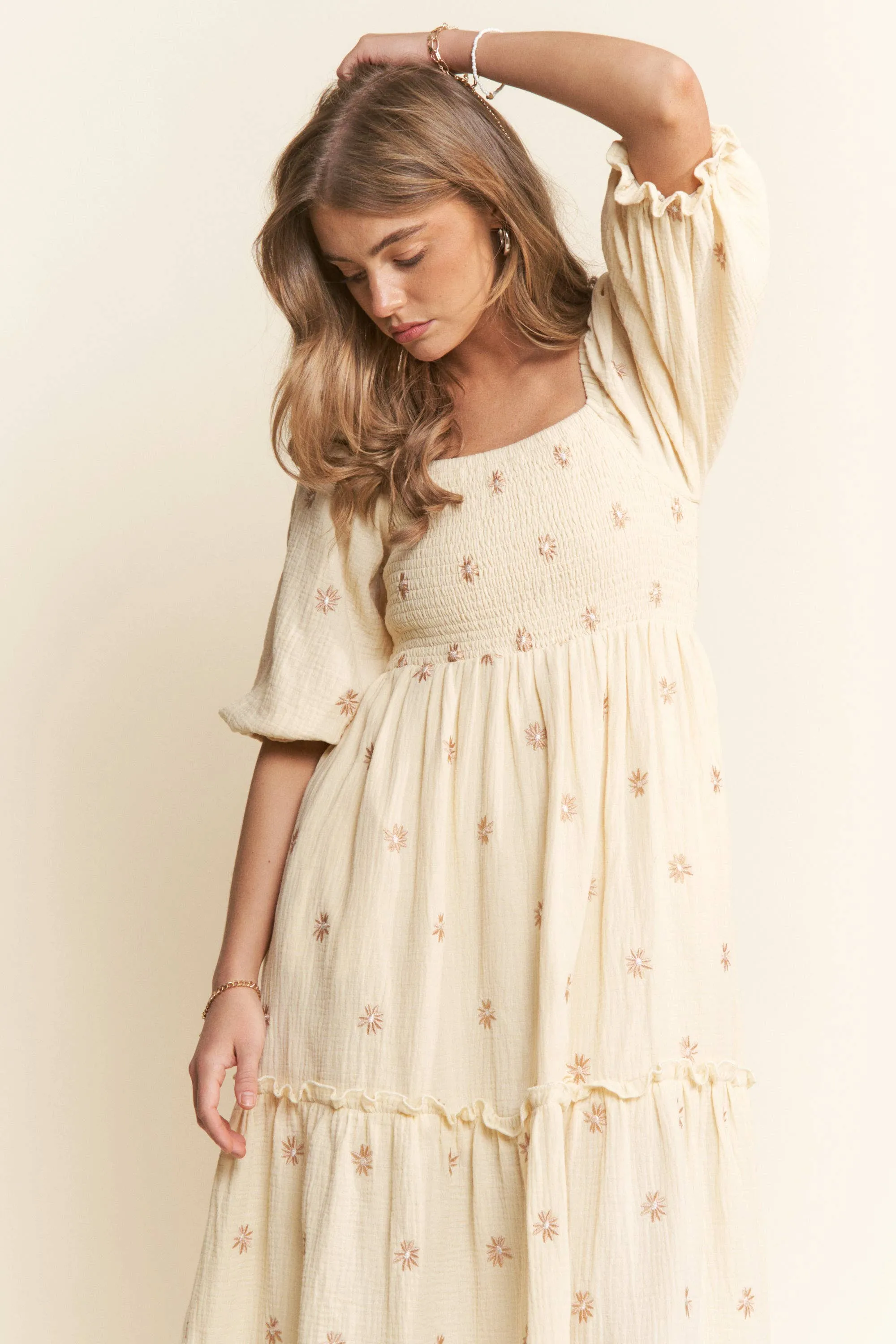 Annie Floral Embroidered Maxi Dress