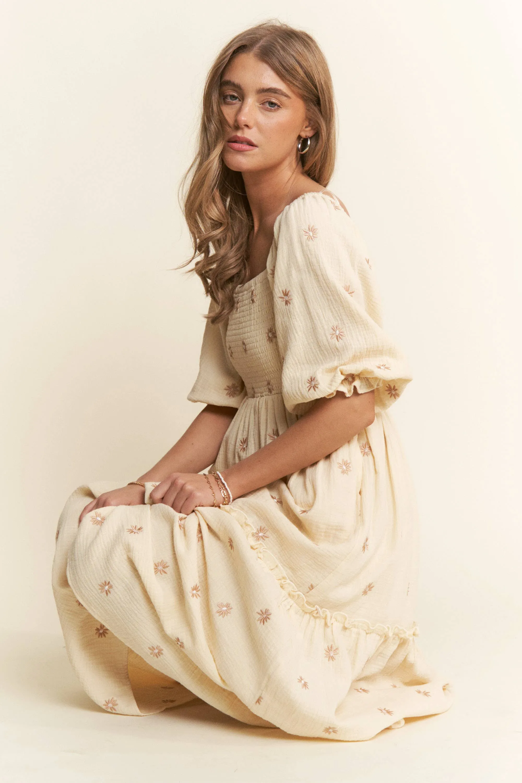 Annie Floral Embroidered Maxi Dress
