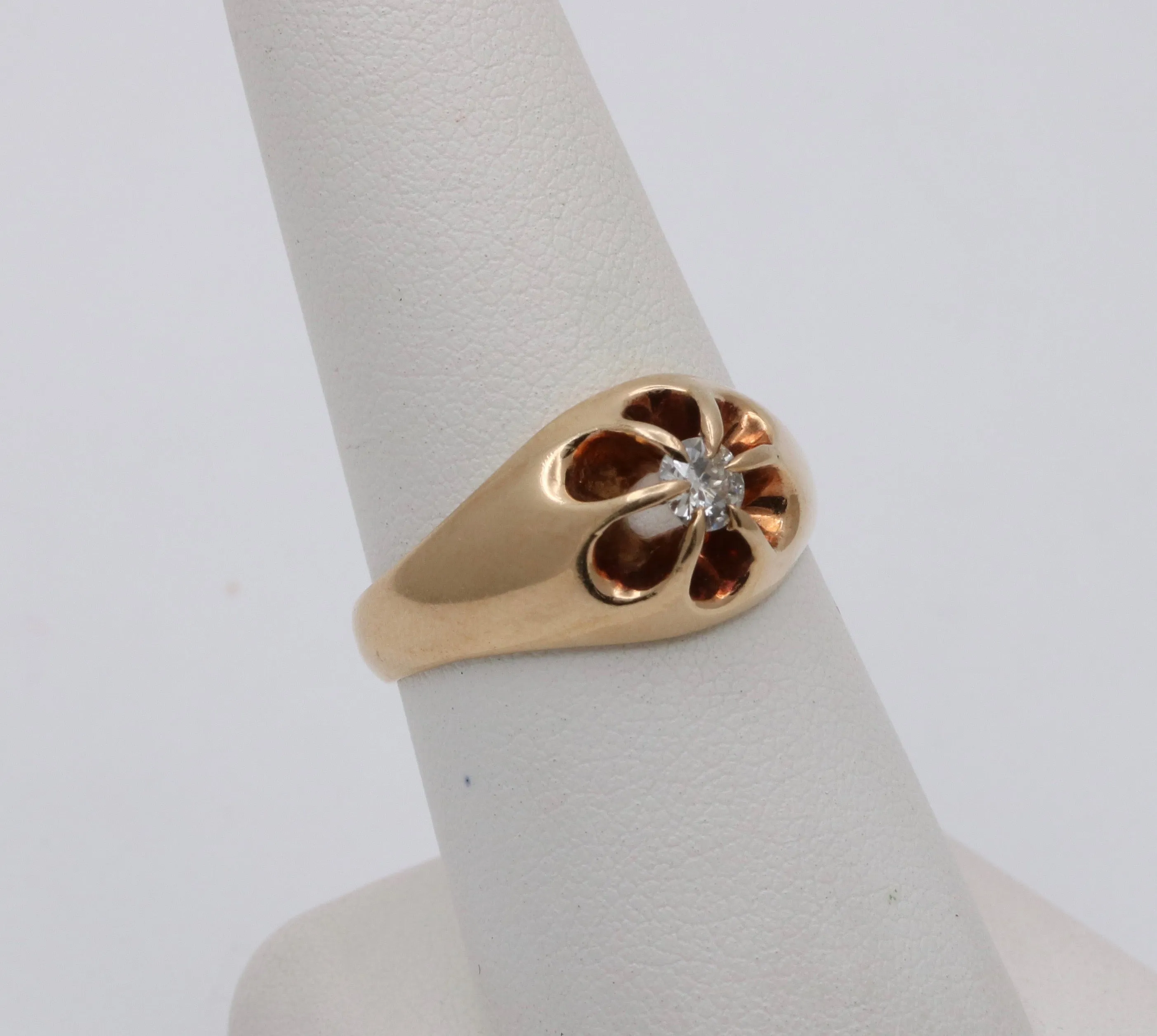 Antique Diamond and 14K Gold Belcher Ring