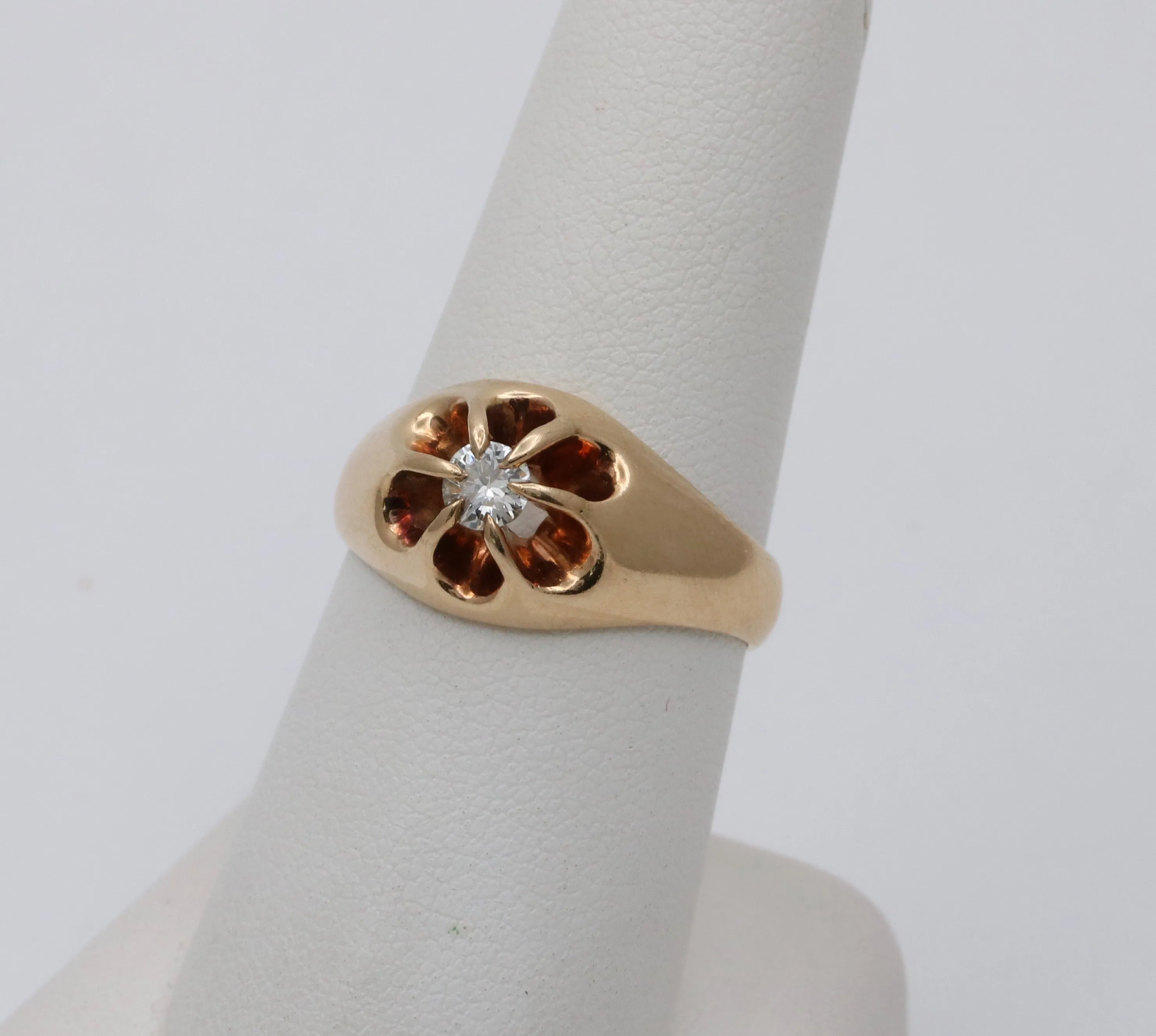 Antique Diamond and 14K Gold Belcher Ring