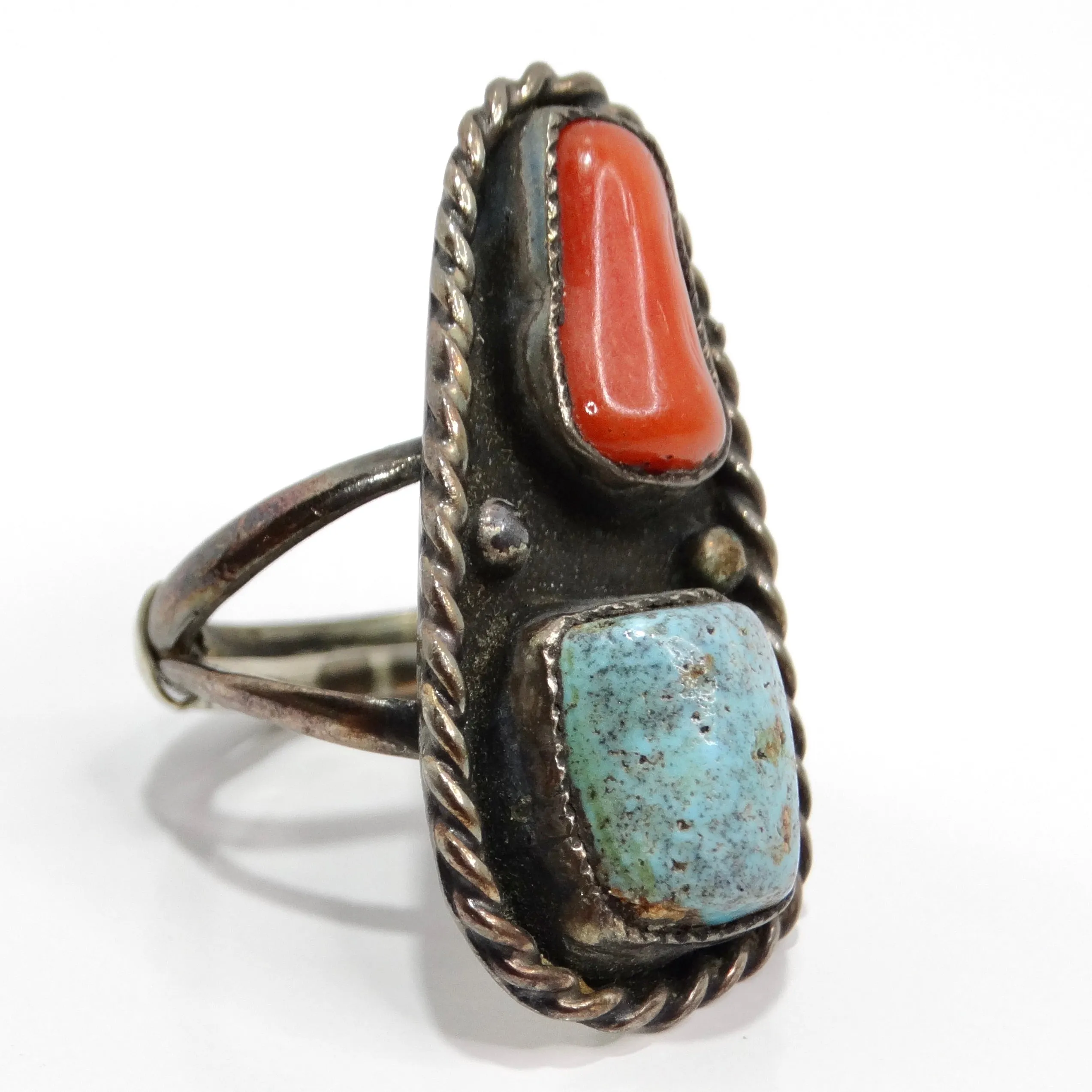 Antique Native American Turquoise Silver Ring