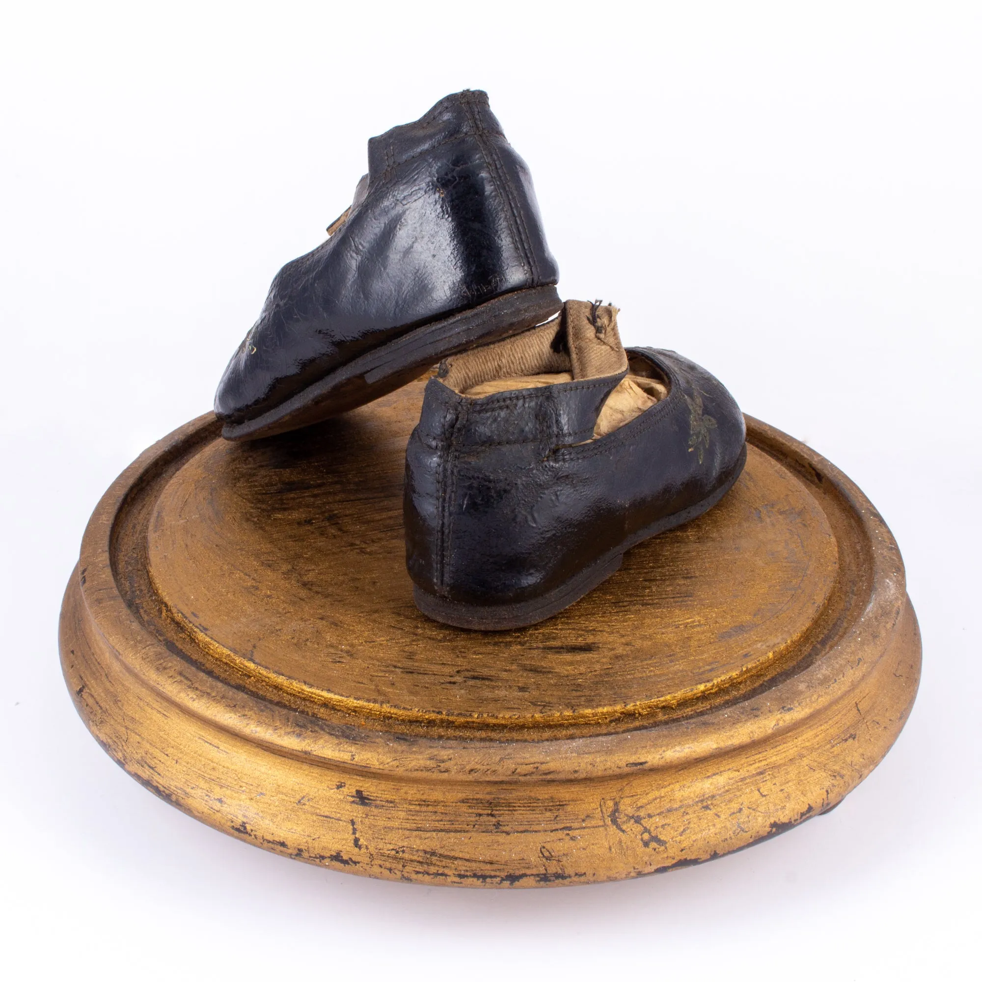 Antique Victorian Children's Shoes on Glass Cloche Display