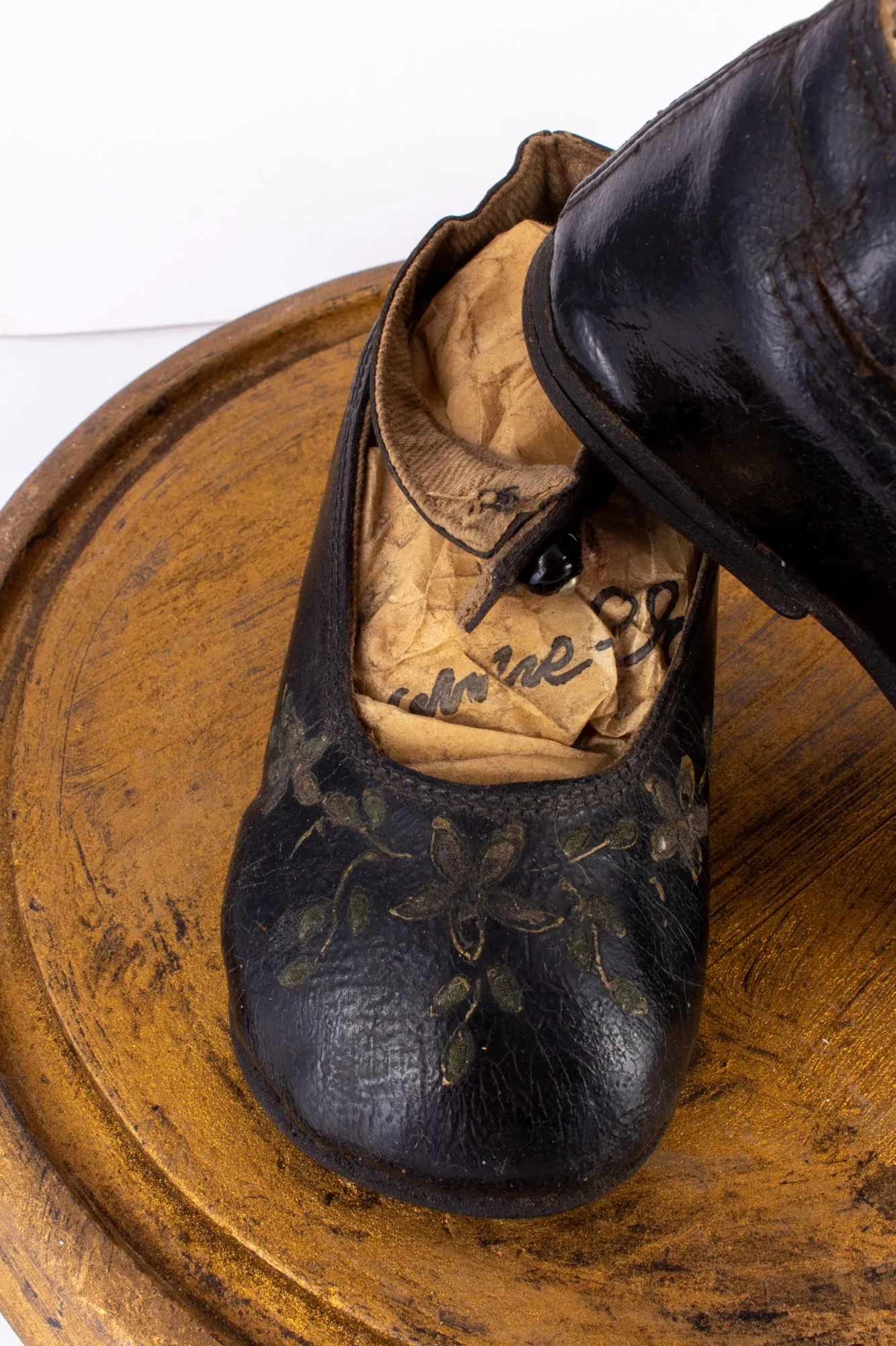 Antique Victorian Children's Shoes on Glass Cloche Display