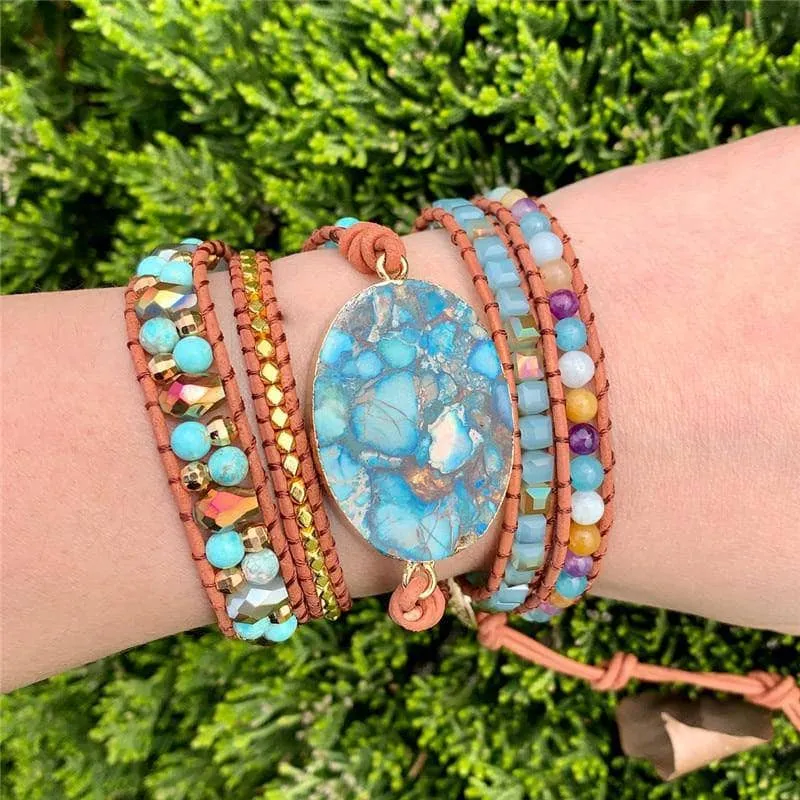 Apatite & Mixed Natural Stone Bohemian Bracelet