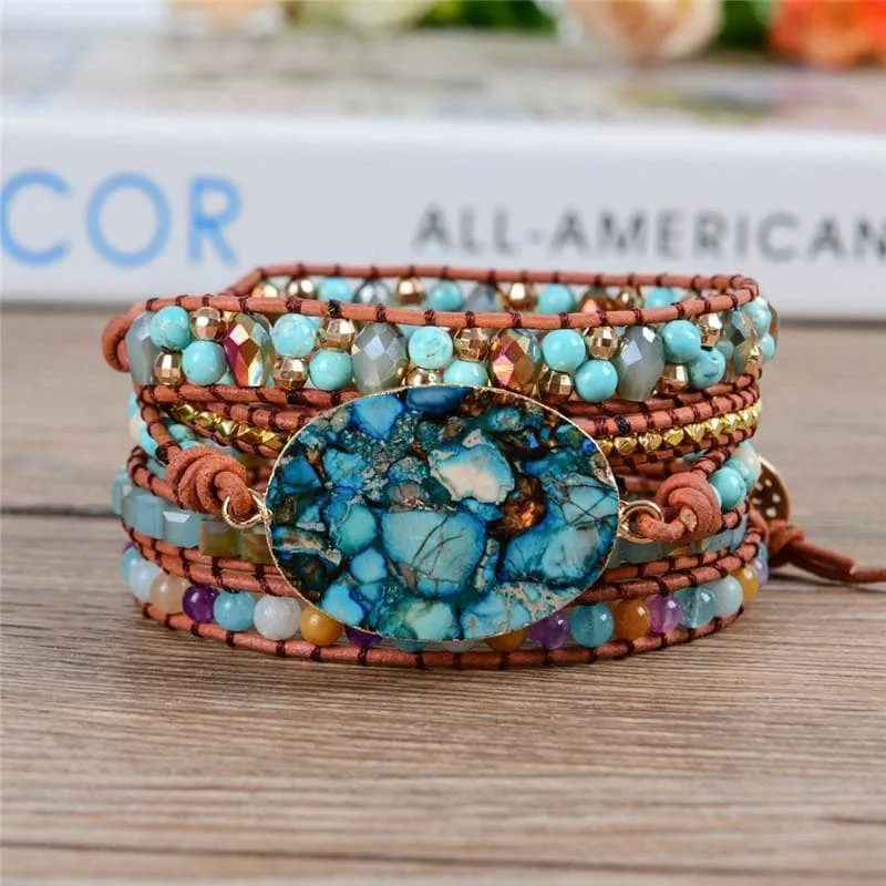Apatite & Mixed Natural Stone Bohemian Bracelet
