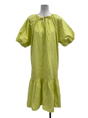 Apple Green Puff Sleeve Ruffle Dress OSN