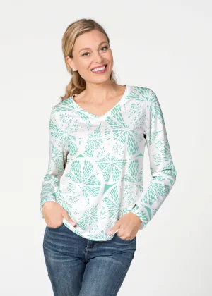 Aqua Citrus (7855) ~ French Terry V-neck Top
