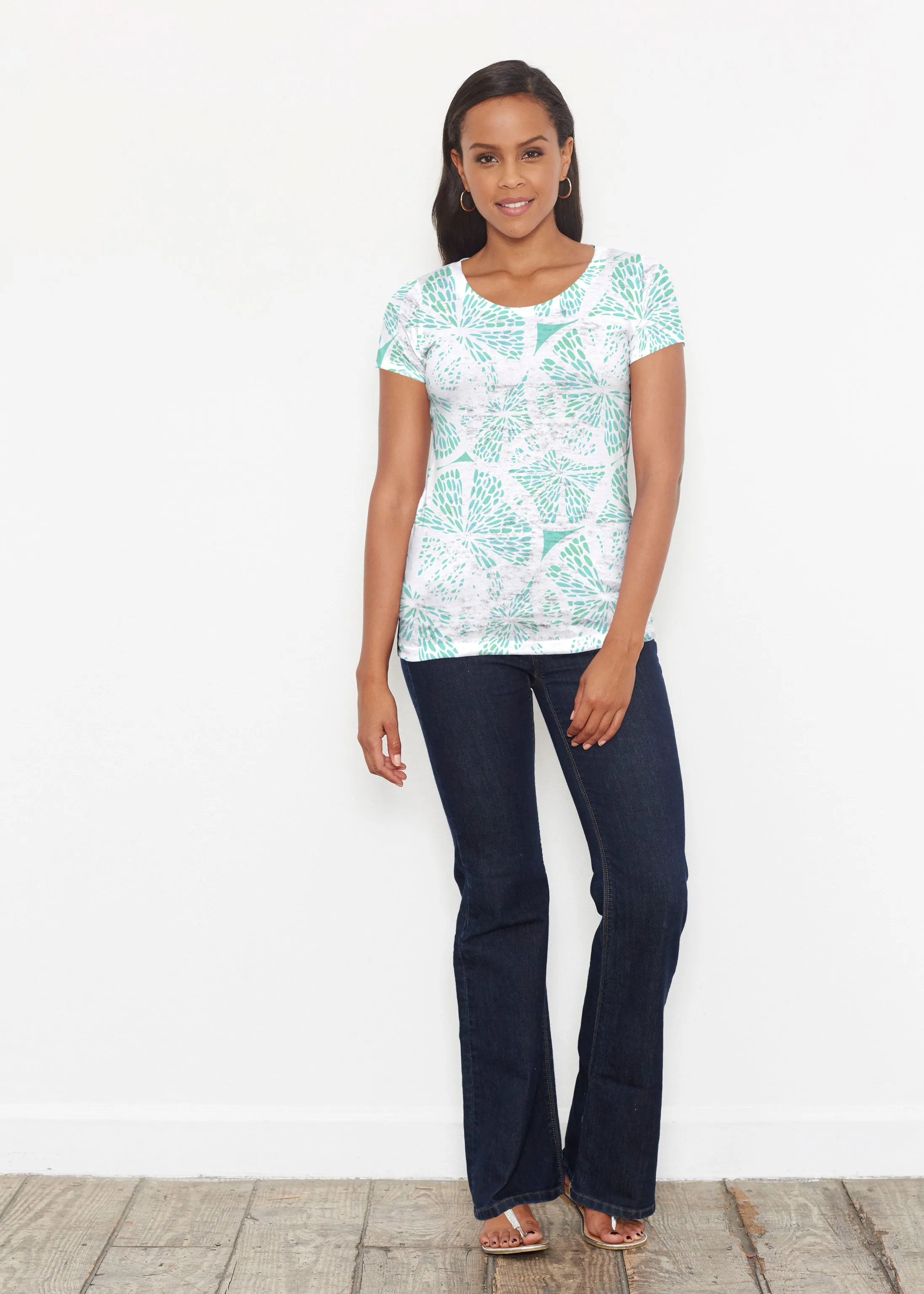 Aqua Citrus (7855) ~ Signature Short Sleeve Scoop Shirt