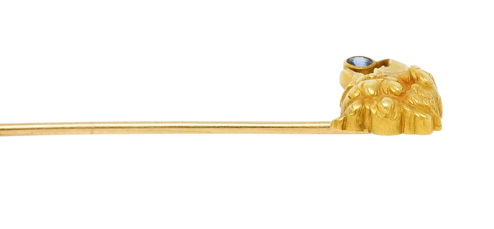 Art Nouveau Sapphire 14 Karat Gold Eagle Head Stickpin