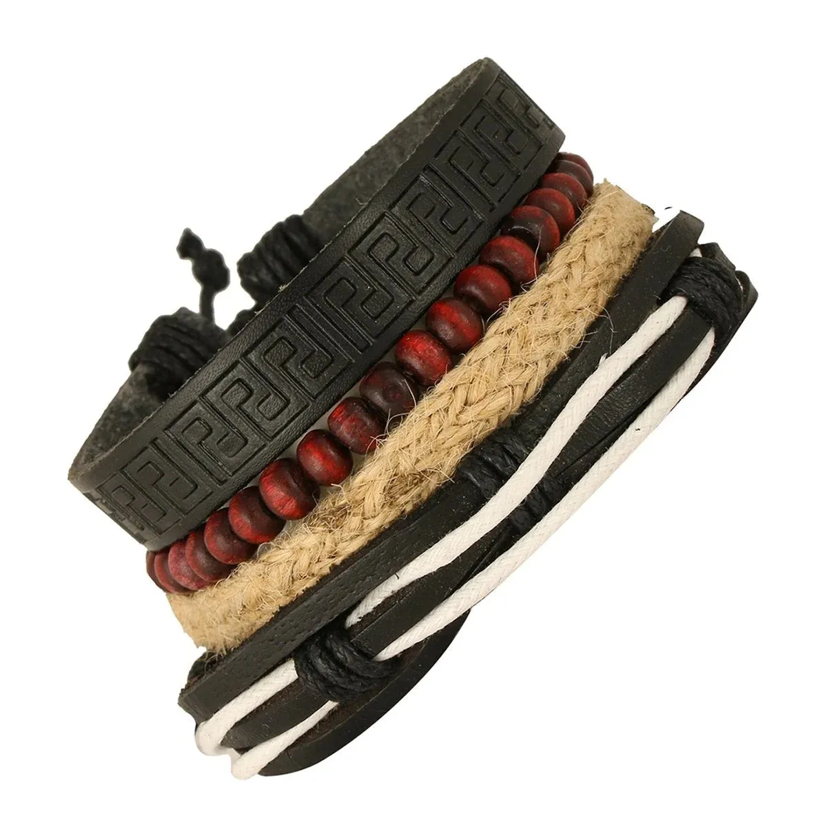 Artisan-Crafted Multi-Strand Leather Wrist Band Casual Bracelet for Men
