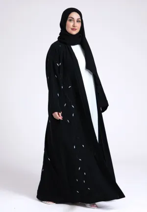 Arwa Black Open Abaya (Premium)