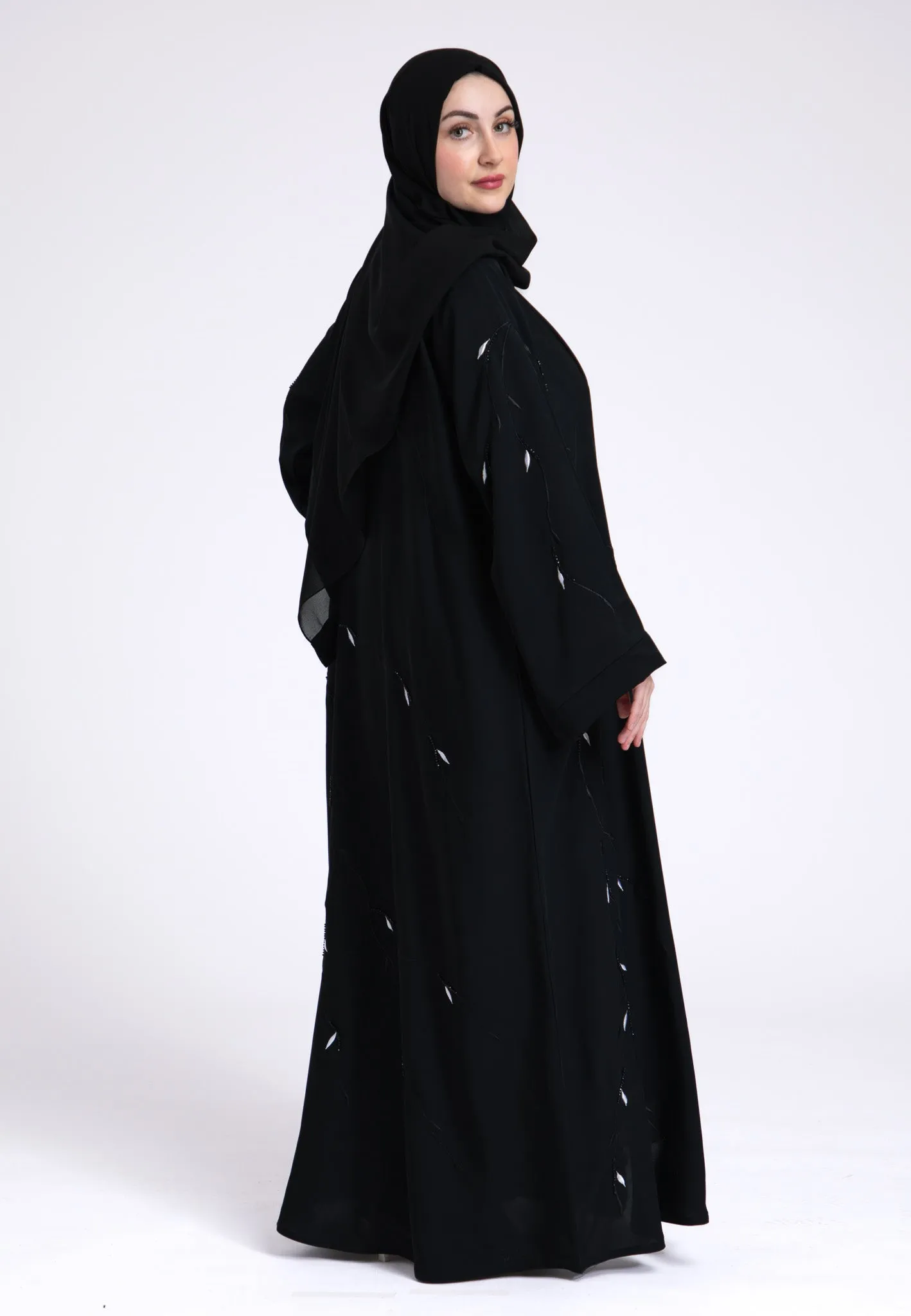 Arwa Black Open Abaya (Premium)