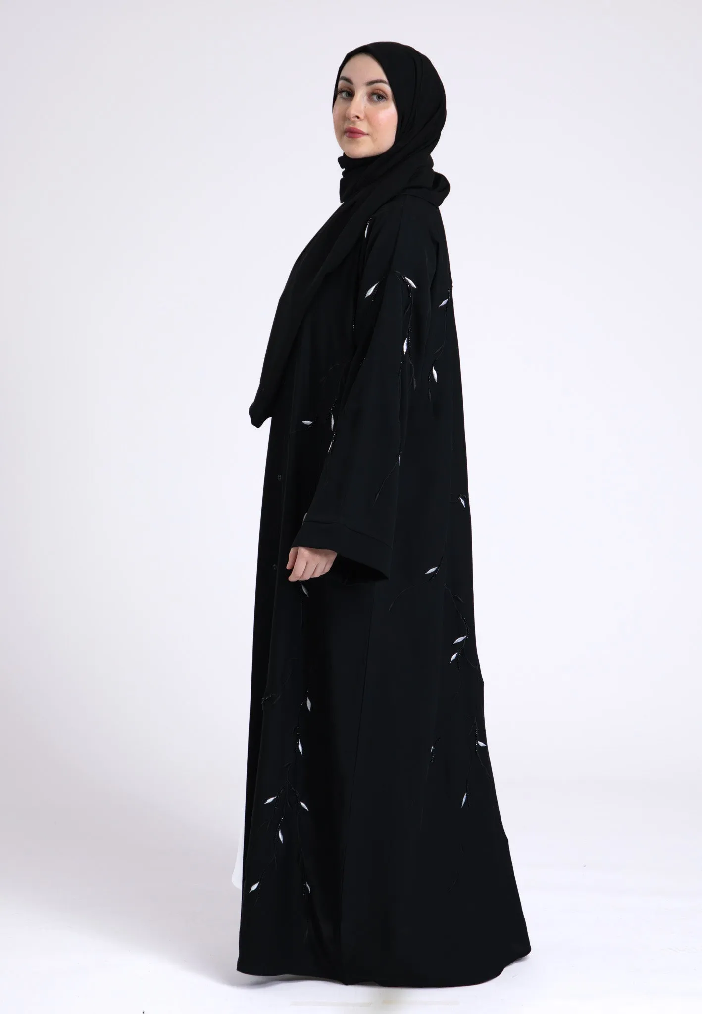 Arwa Black Open Abaya (Premium)