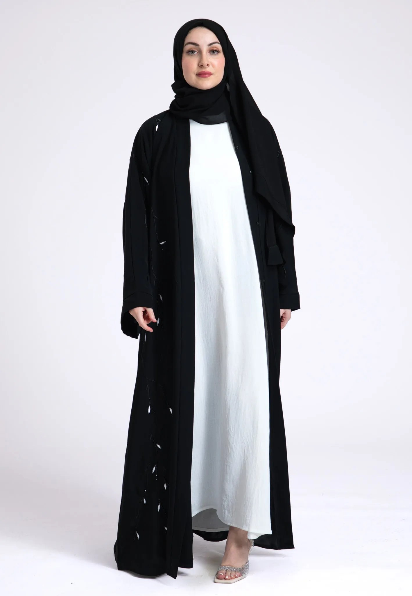 Arwa Black Open Abaya (Premium)