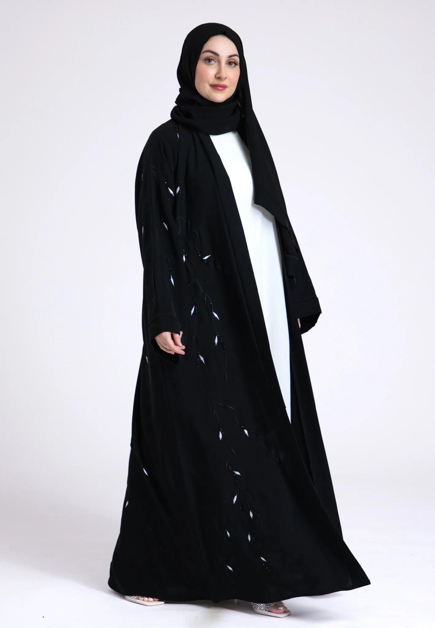 Arwa Black Open Abaya (Premium)