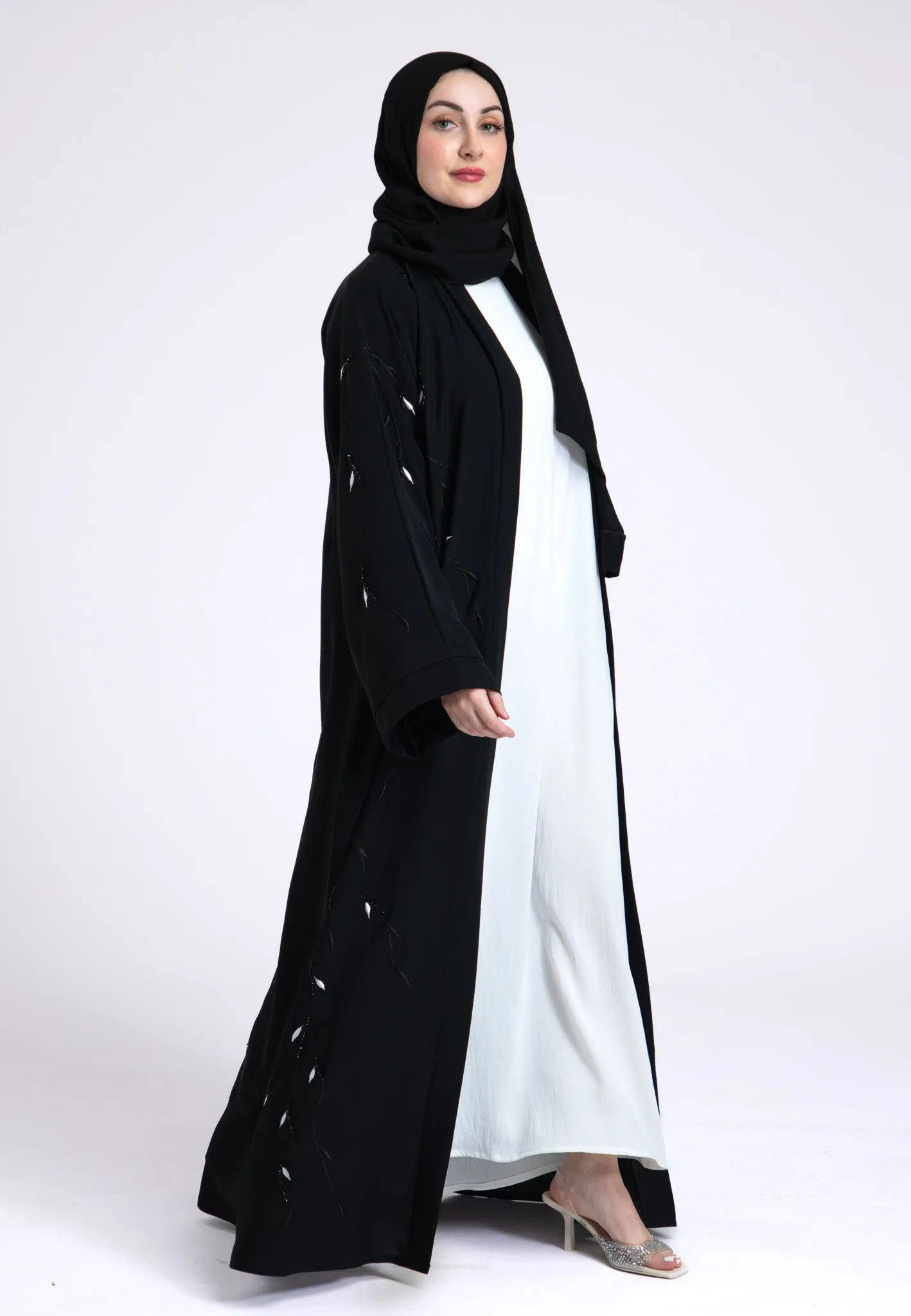 Arwa Black Open Abaya (Premium)