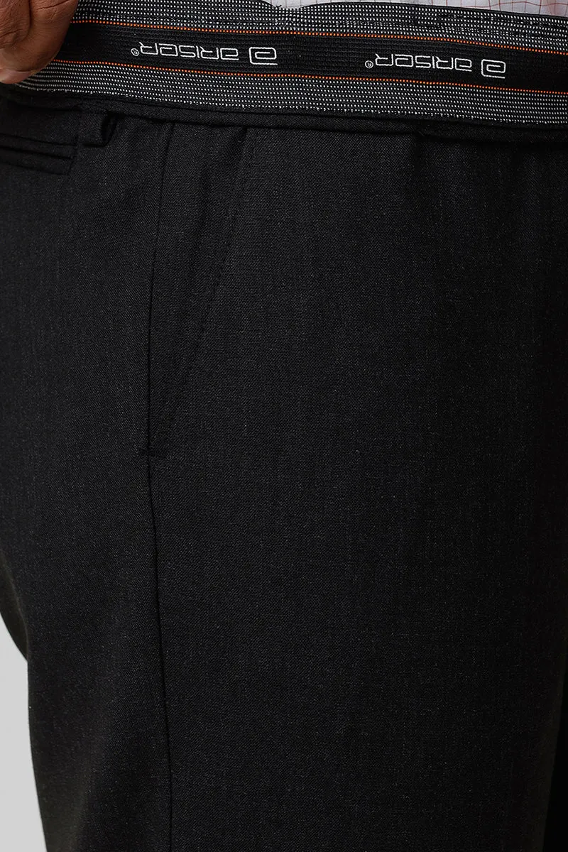Auto Flux - Charcoal Black Stretchable Formal Trousers For Men | Ariser