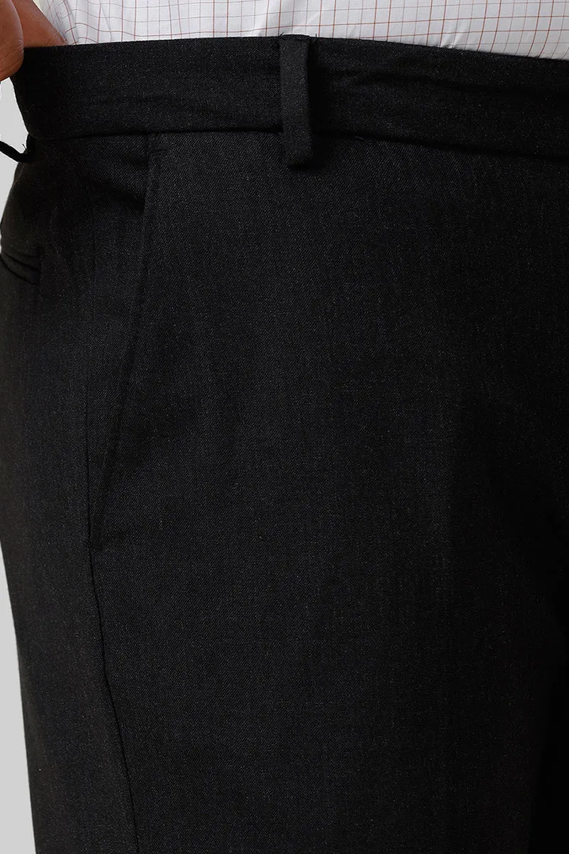 Auto Flux - Charcoal Black Stretchable Formal Trousers For Men | Ariser