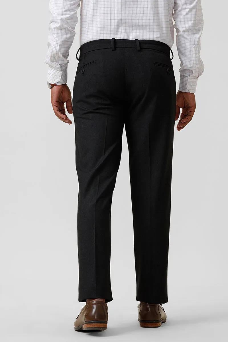 Auto Flux - Charcoal Black Stretchable Formal Trousers For Men | Ariser