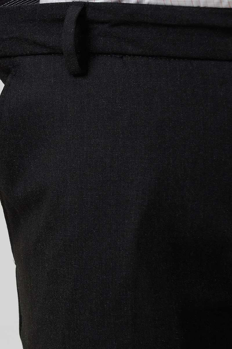 Auto Flux - Charcoal Black Stretchable Formal Trousers For Men | Ariser