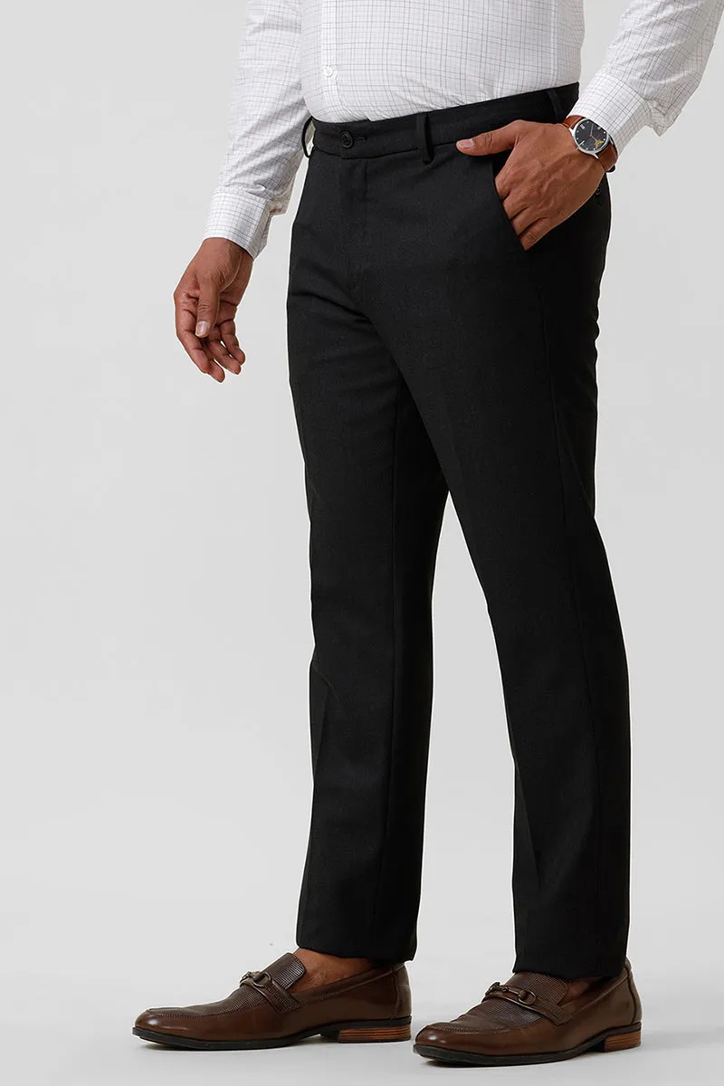 Auto Flux - Charcoal Black Stretchable Formal Trousers For Men | Ariser