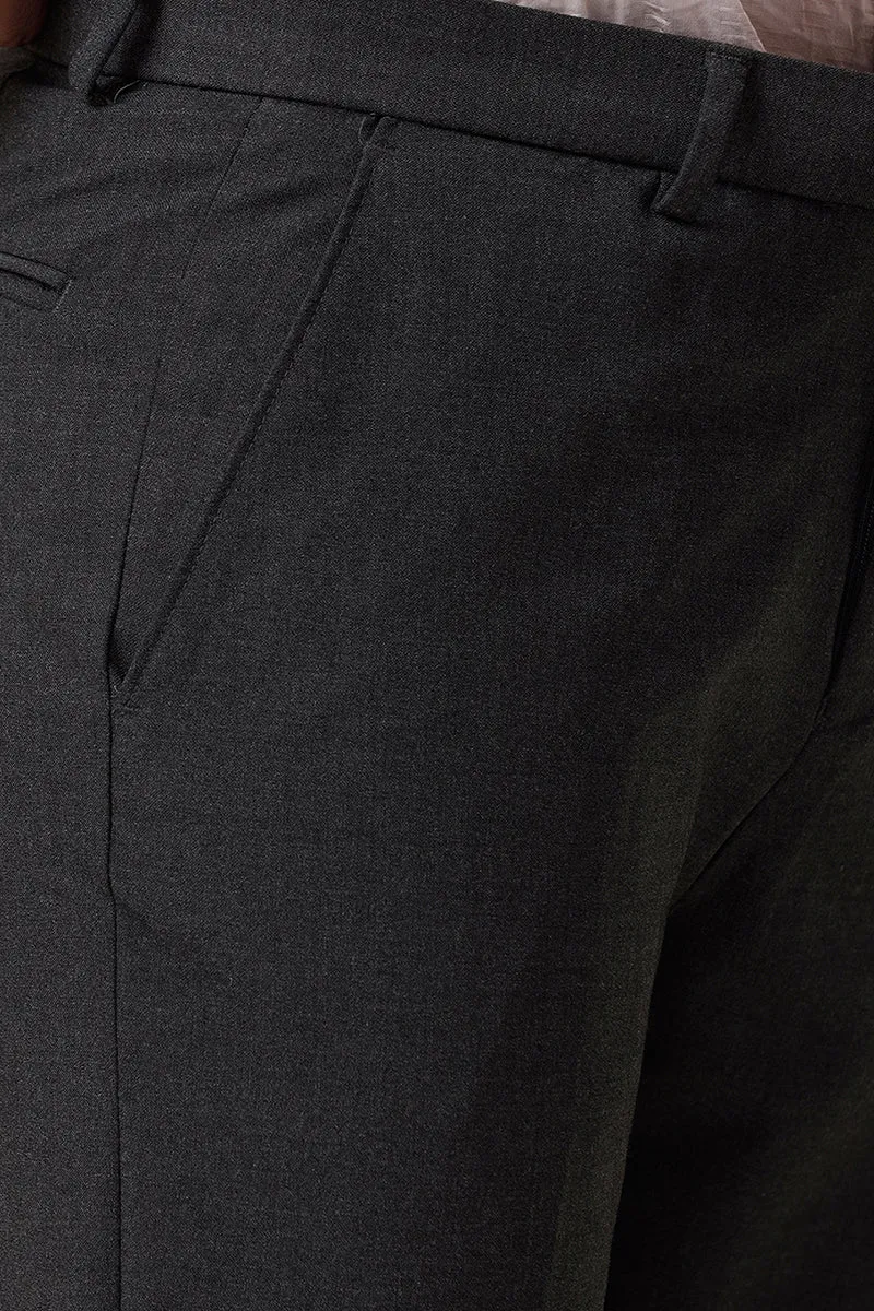 Auto Flux - Dark Gray Stretchable Formal Trousers For Men | Ariser