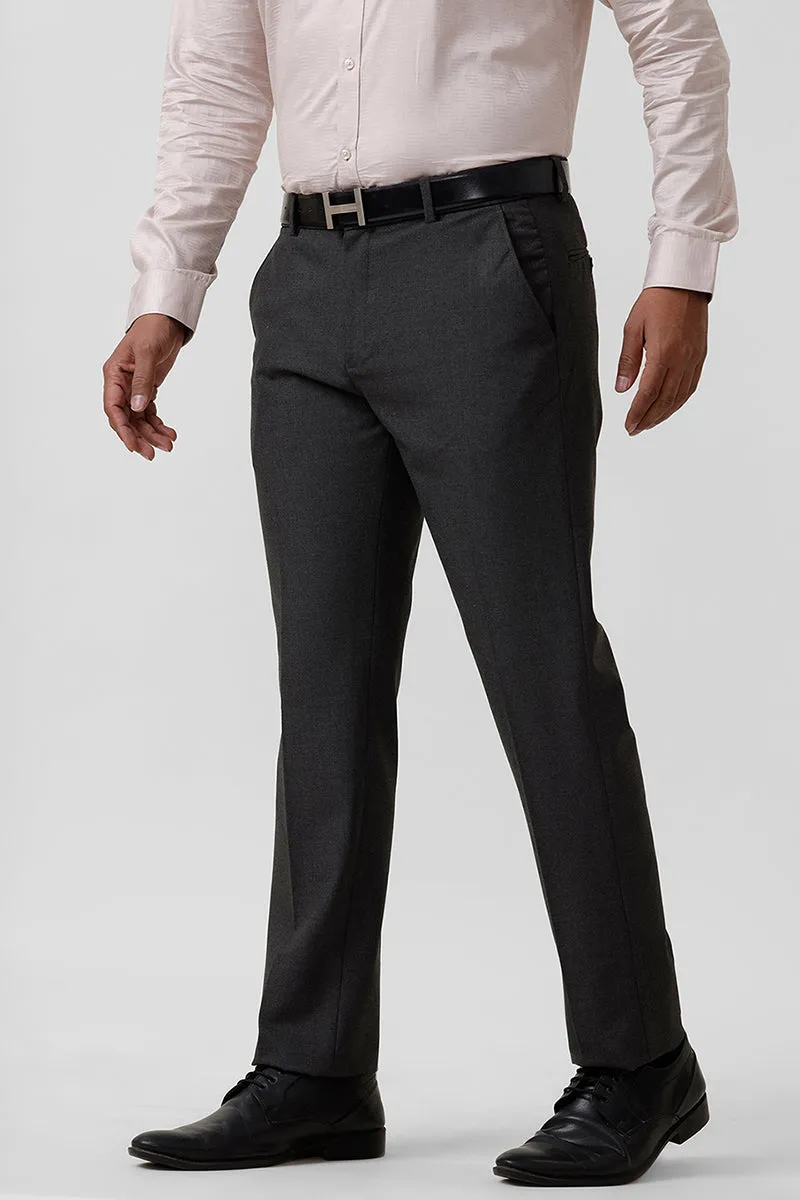 Auto Flux - Dark Gray Stretchable Formal Trousers For Men | Ariser