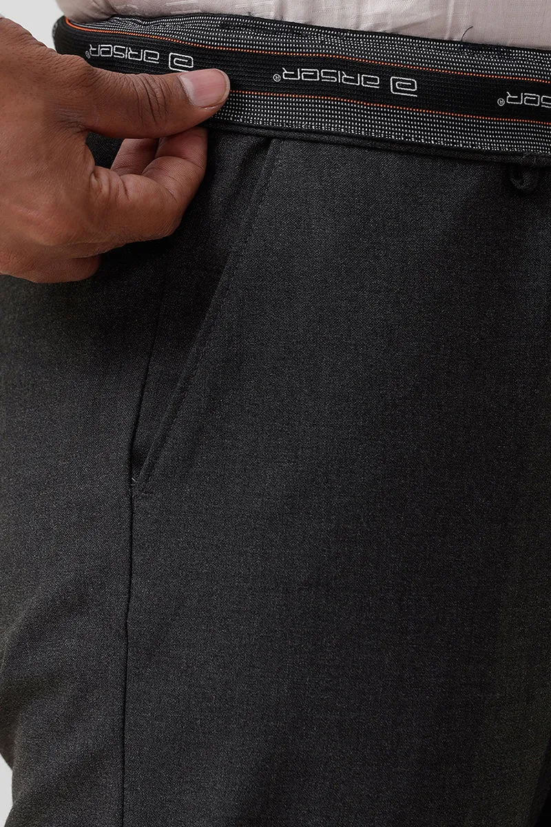 Auto Flux - Dark Gray Stretchable Formal Trousers For Men | Ariser
